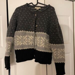 Eddie Bauer Black and Cream Women's Cardigan